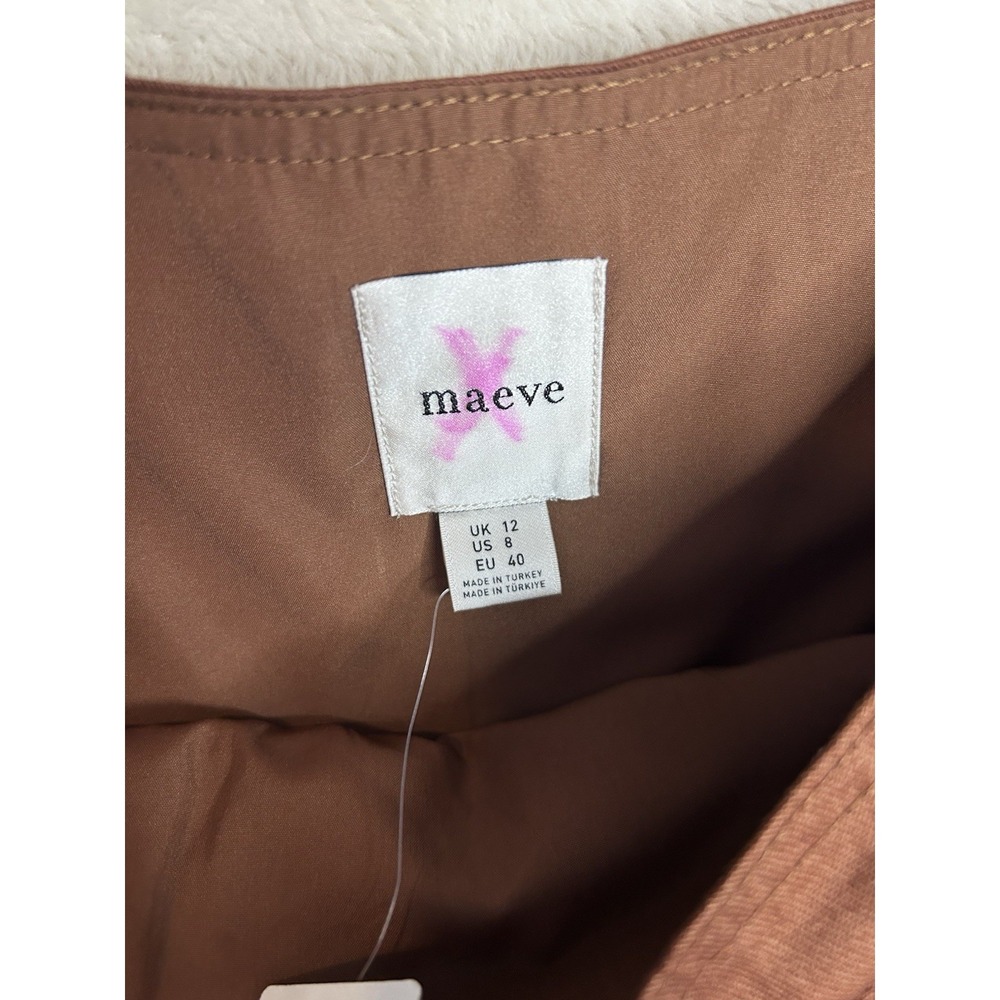 Anthropologie Brown Pleated Belted Mini Skort Size 8 Chocolate Twill NEW - Picture 9 of 11